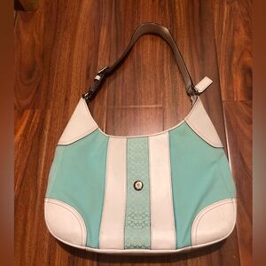 Coach mint & white color handbag - shoulder bag